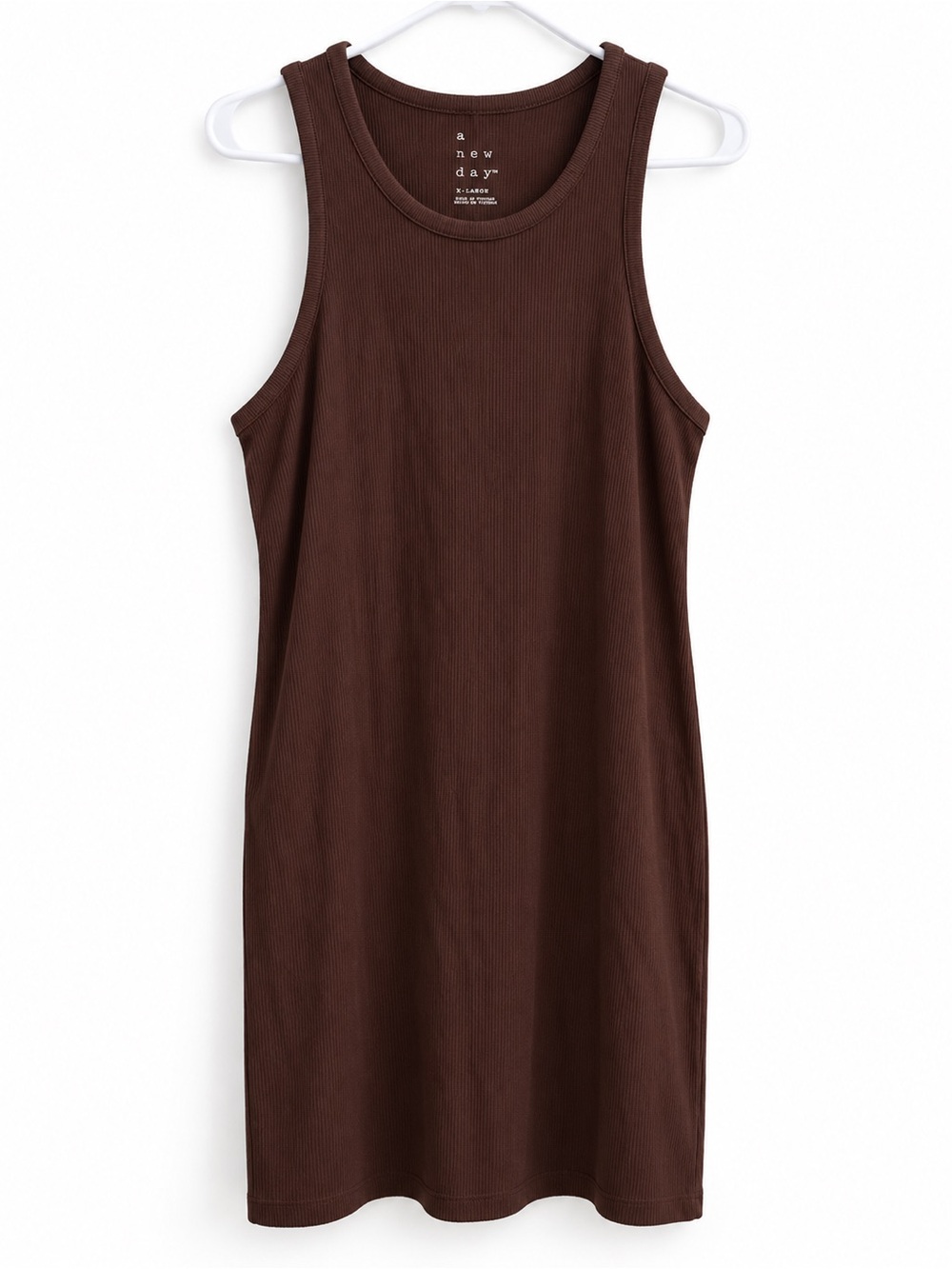 A New Day Chocolate Brown Ribbed Sleeveless Tank Dress | XL